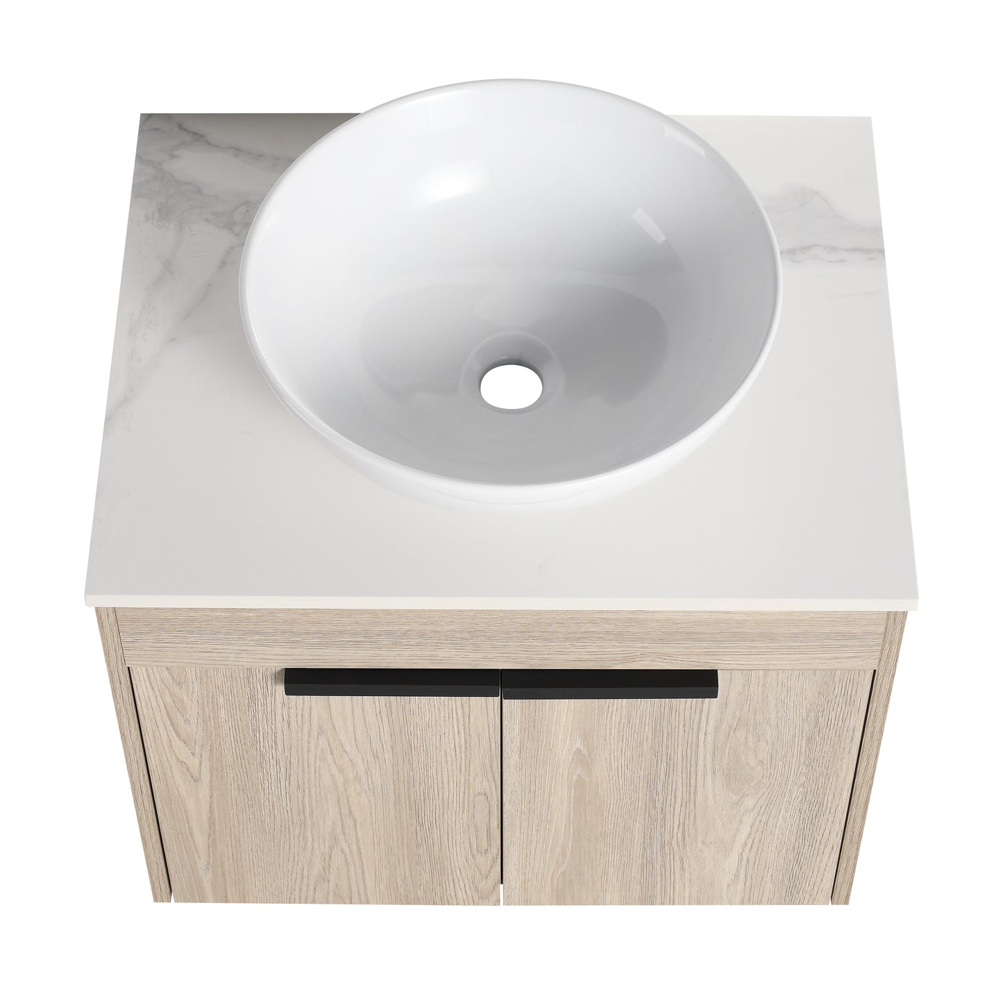 24 " Modern Design Float Bathroom Vanity With Ceramic Basin Set,  Wall Mounted White Oak Vanity  With Soft Close Door,KD-Packing,KD-Packing,2 Pieces Parcel(TOP-BAB321MOWH)