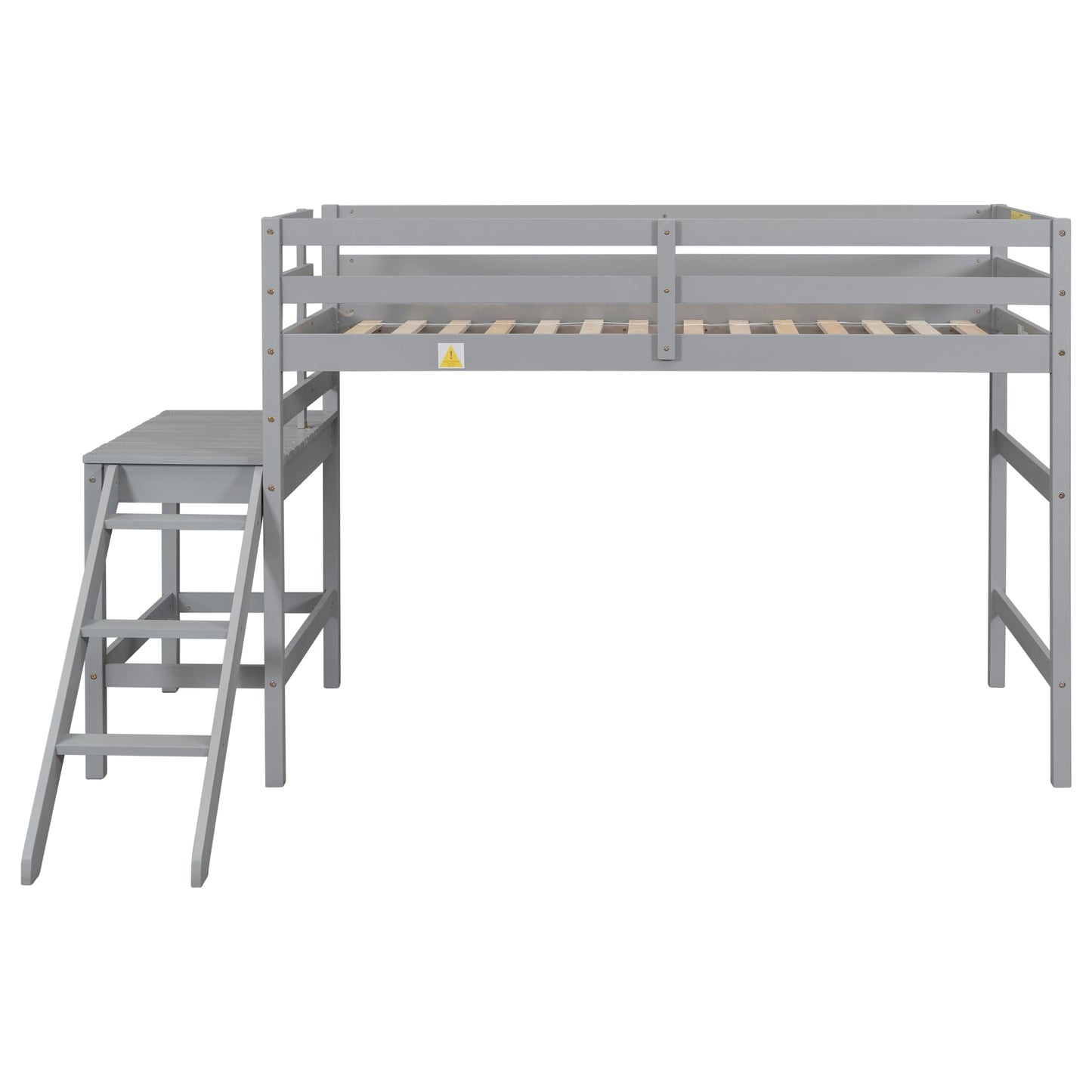 Twin Loft Bed with Platform,ladder,Grey