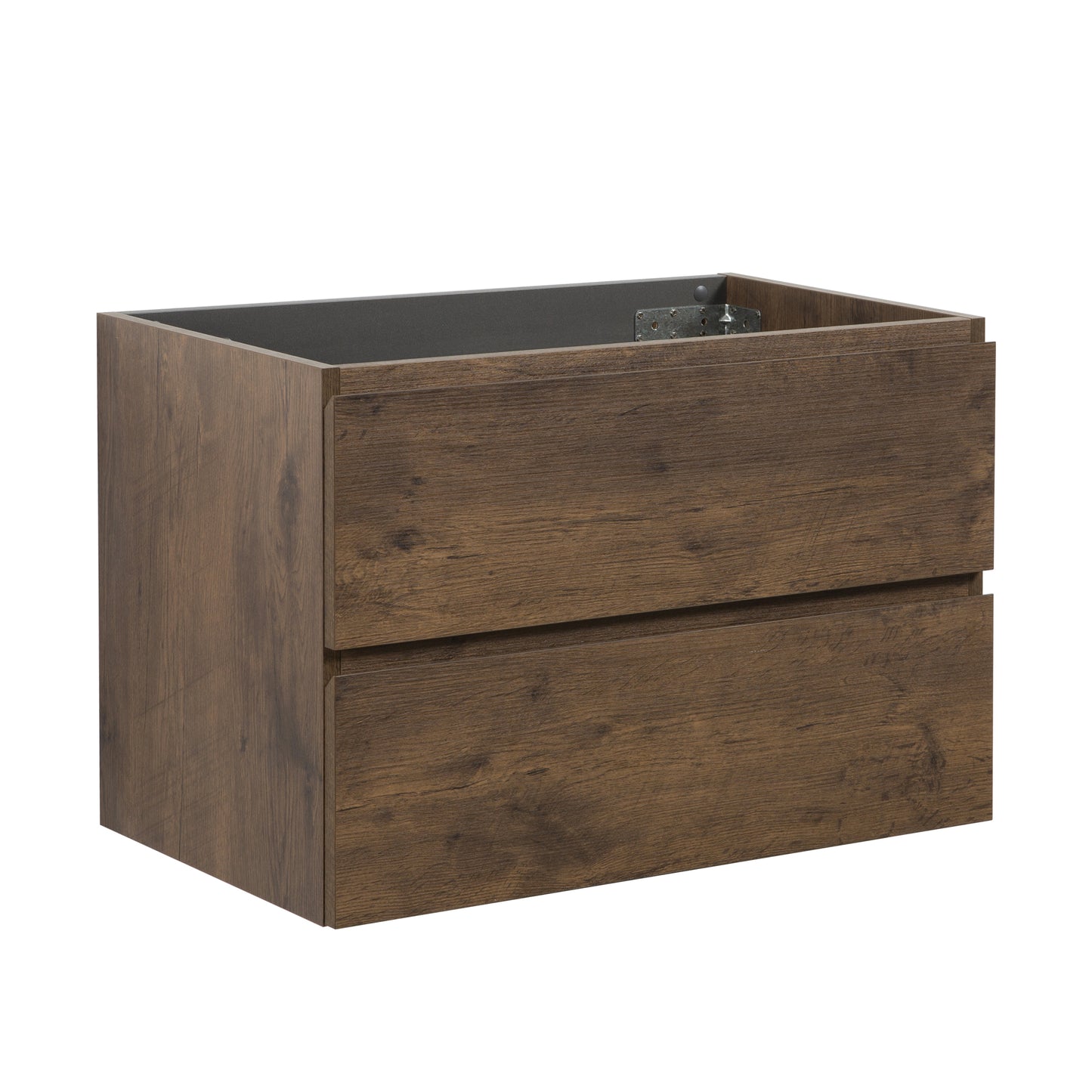 Alice-30W-105,Wall mount cabinet WITHOUT basin, Walnut color, With two drawers, Pre-assembled