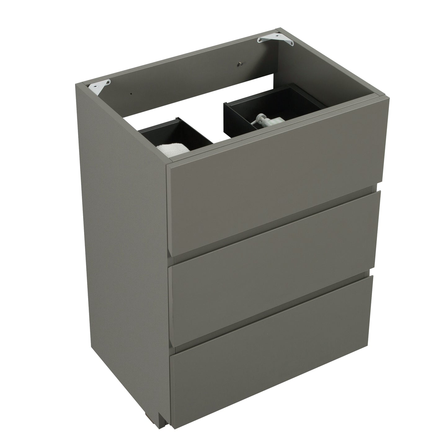 Alice-24F-102,Floor cabinet WITHOUT basin, Gray color, With three drawers, Pre-assembled