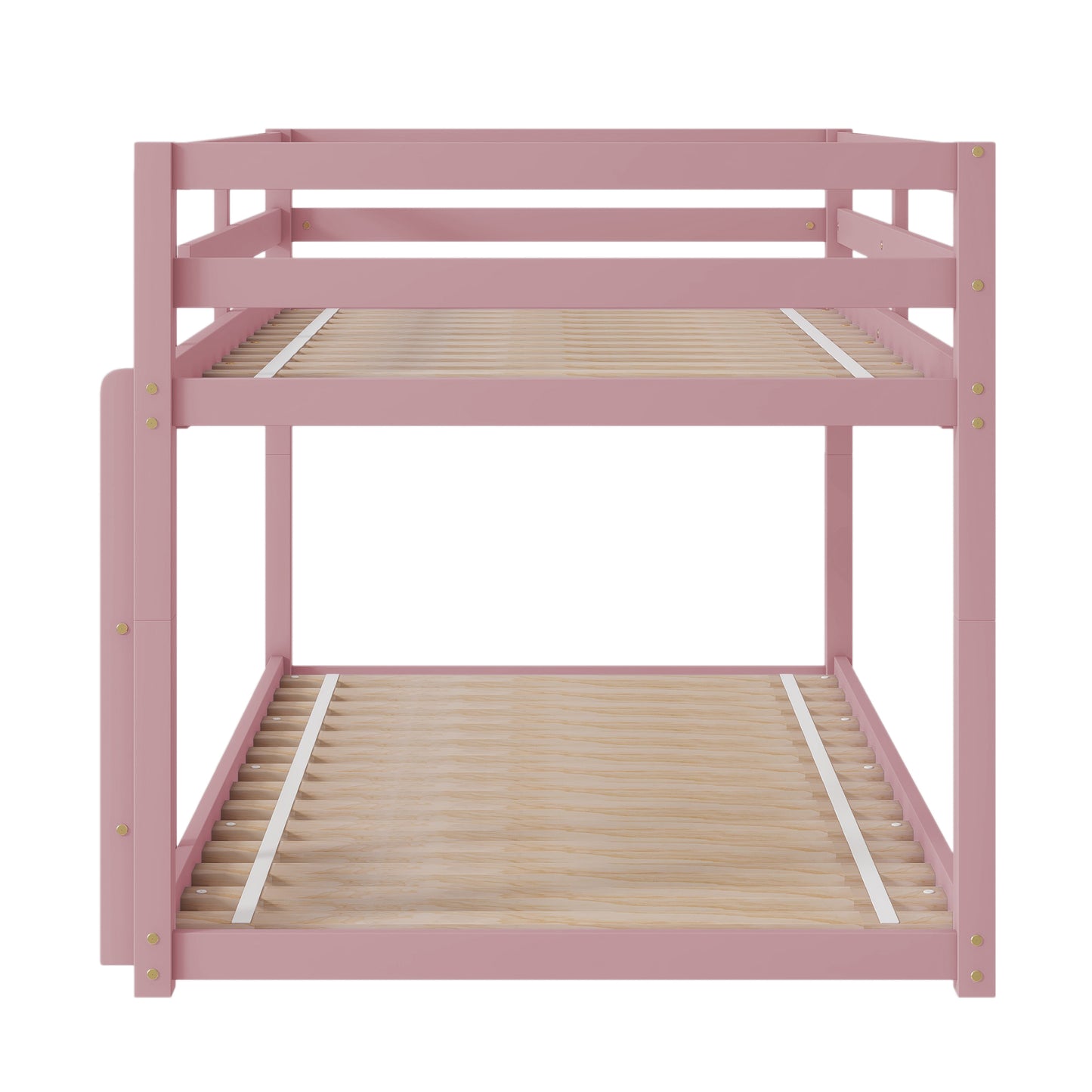 Twin over Twin Floor Bunk Bed,Pink