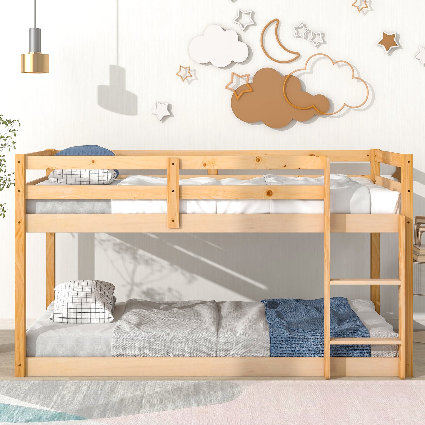 Twin over Twin Floor Bunk Bed,Natural(Old SKU:W50458002)