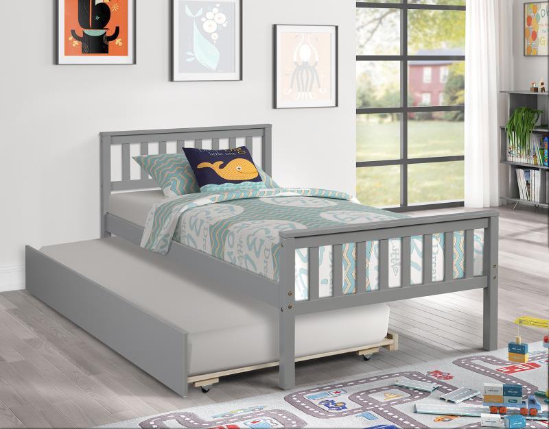 Twin Bed with Trundle, Platform Bed Frame with Headboard and Footboard, for Bedroom Small Living Space,No Box Spring Needed,Grey(Old SKU:W50422210)