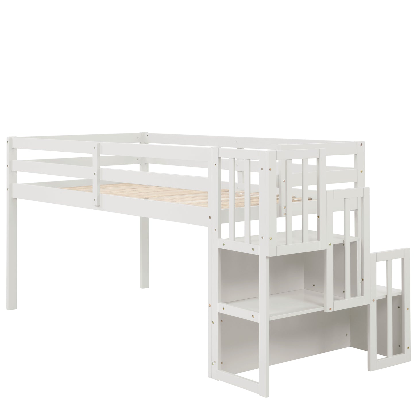 Loft bed with staircase , White