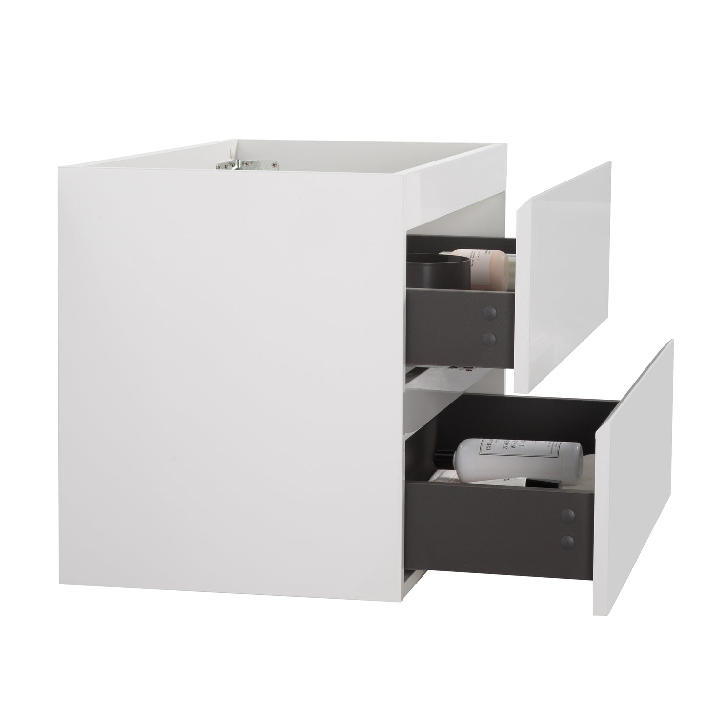 Alice-24W-201,Wall mount bathroom vanity WITHOUT basin, white color, with two drawer, Pre-assembled