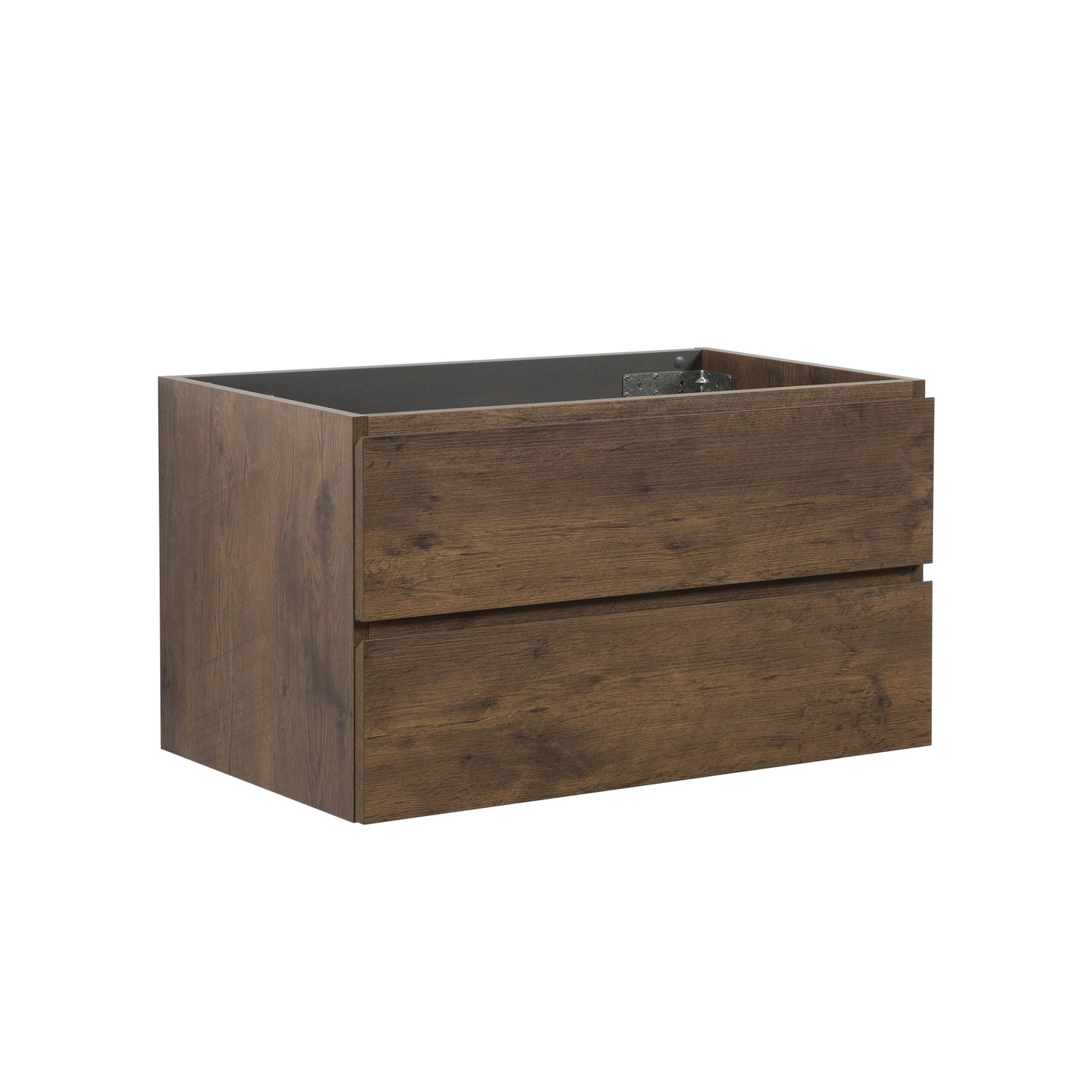 Alice-36W-105,Wall mount cabinet WITHOUT basin, Walnut color, With two drawers, Pre-assembled