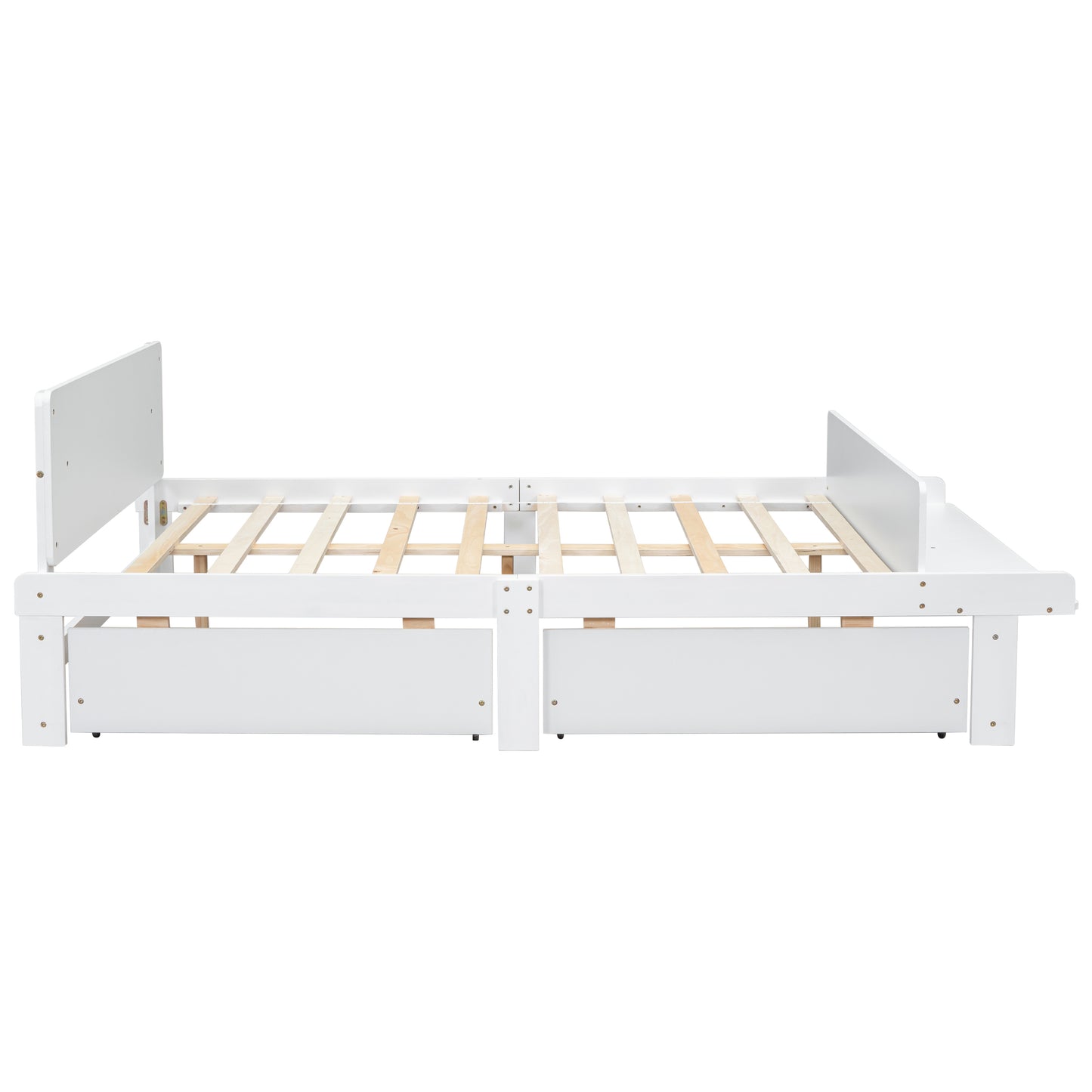 Full Bed with Footboard Bench,2 drawers,White