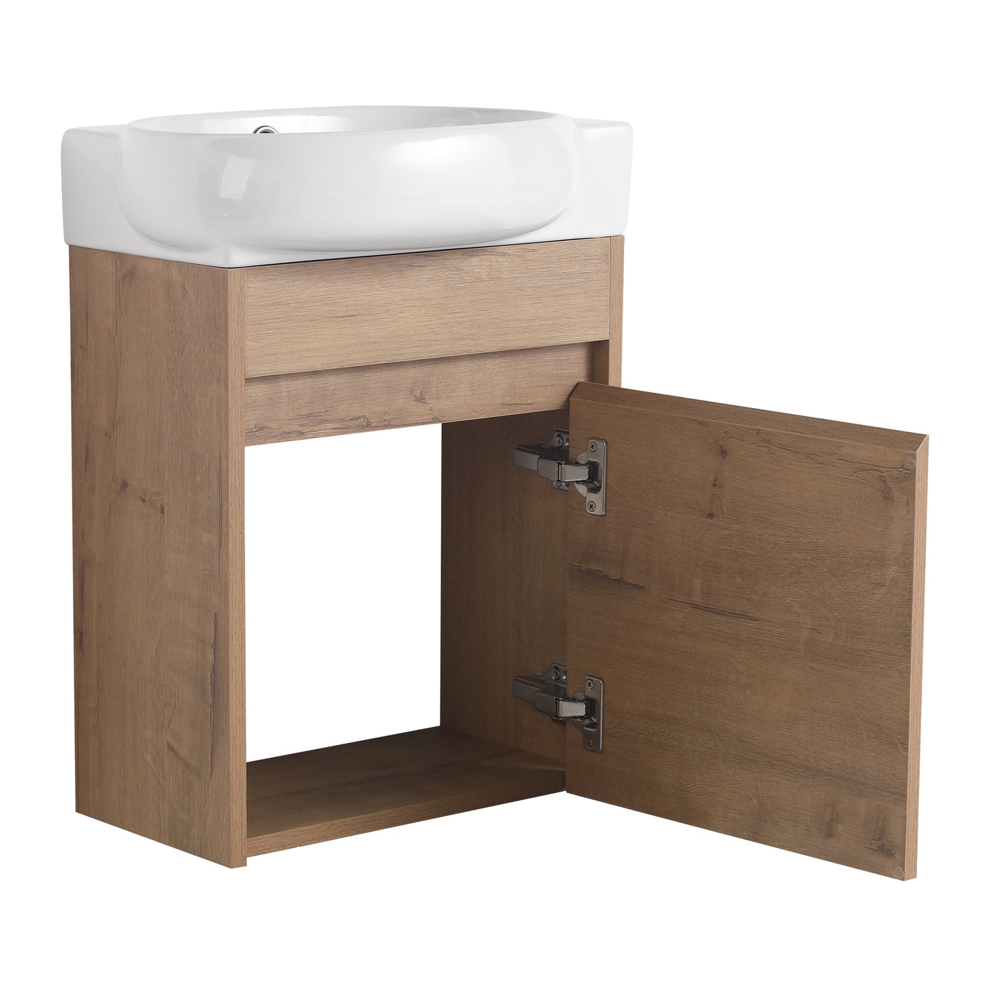 Soft Close Doors Bathroom Vanity With Sink,16 Inch  For Small Bathroom