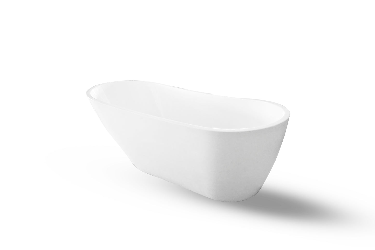 67" Acrylic Freestanding Slipper Bathtub: Gloss White Finish, Chrome Overflow & Pop-Up Drain