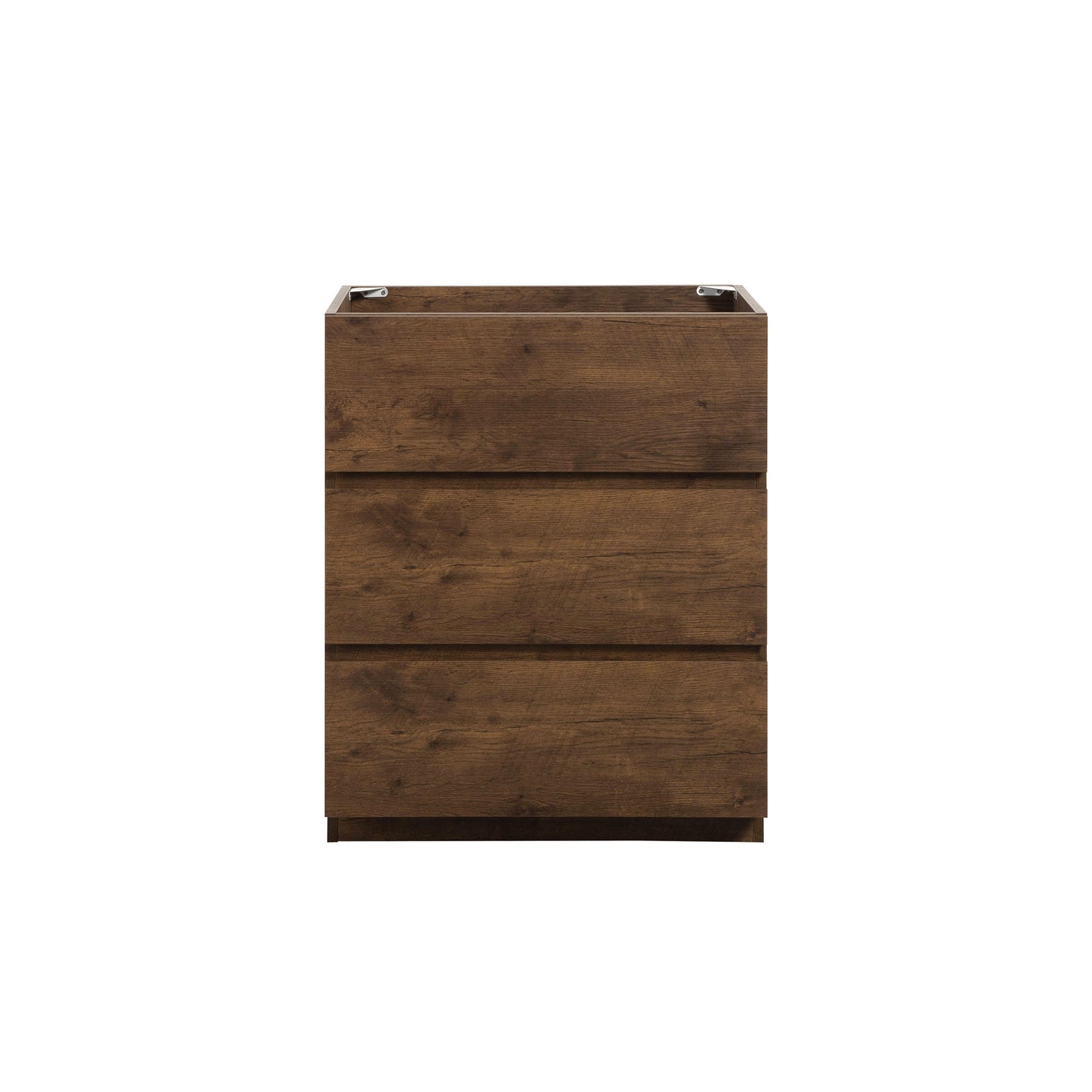 Alice-24F-105,Floor cabinet WITHOUT basin, Walnut color, With three drawers, Pre-assembled