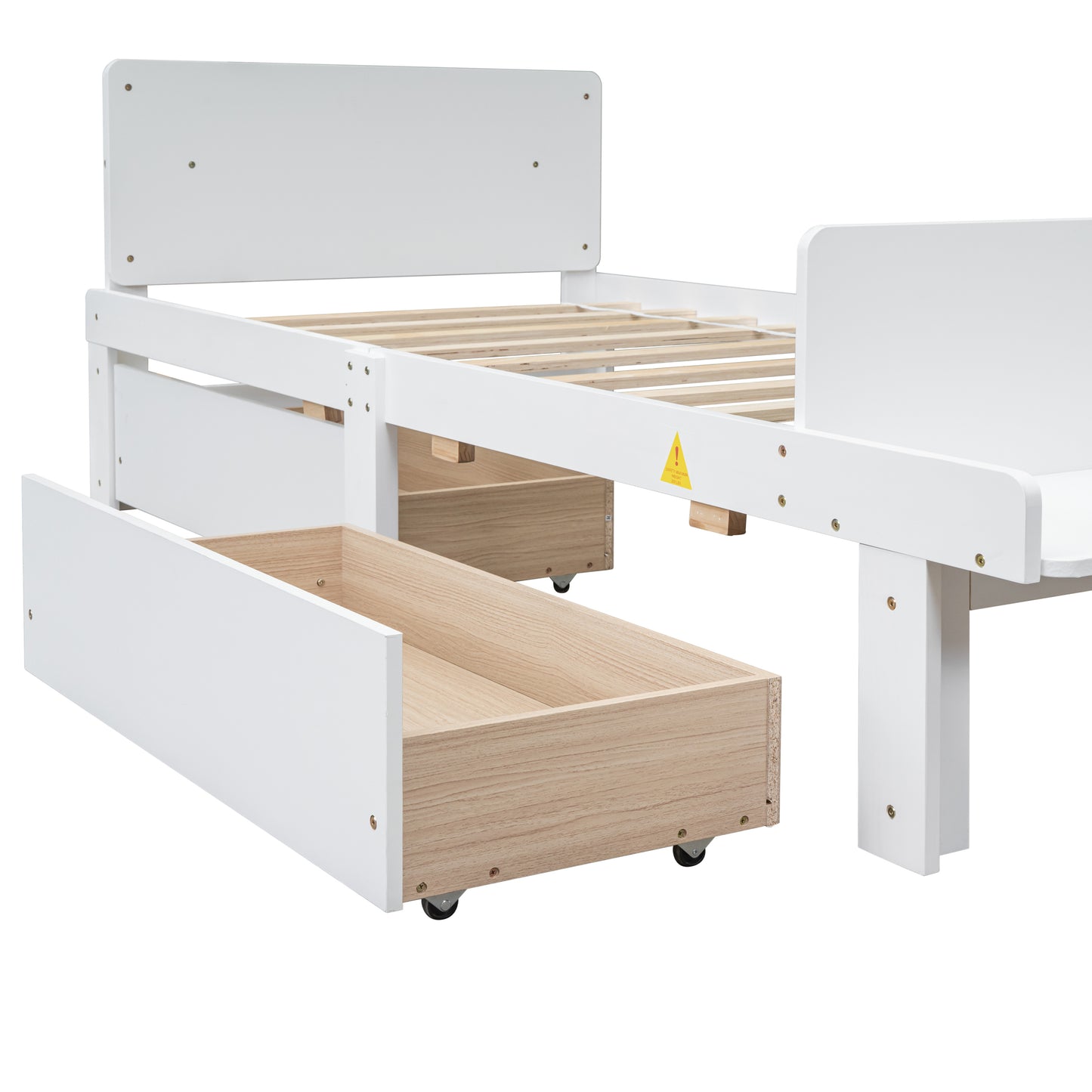 Twin Bed with Footboard Bench,2 drawers,White