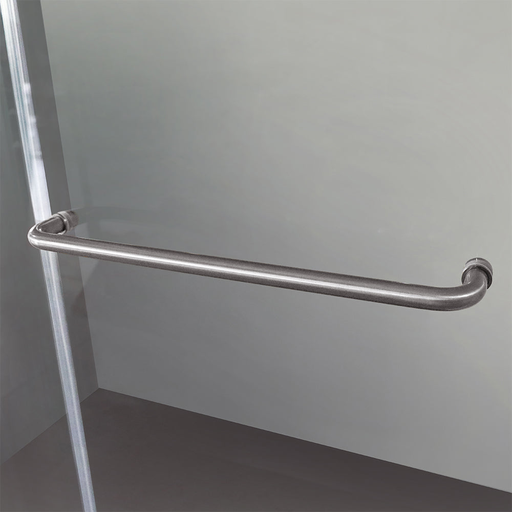 Frameless Sliding Glass Shower Doors 60" Width x 76"Height with 3/8"(10mm) Clear Tempered Glass, Brushed Nickel