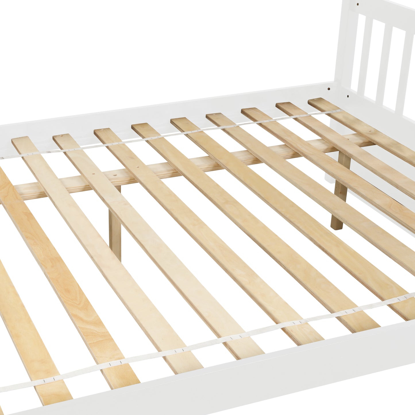 Full Over Full Bunk Bed with Trundle, Convertible to 2 Full Size Platform Bed, Full Size Bunk Bed with Ladder and Safety Rails for Kids, Teens, Adults,White(Old Sku:W504S00002)