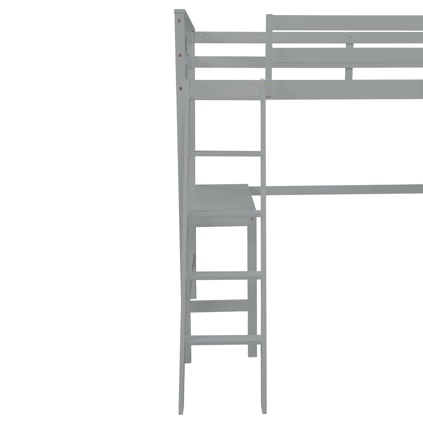 Loft Bed Twin with desk,ladder,shelves , Grey