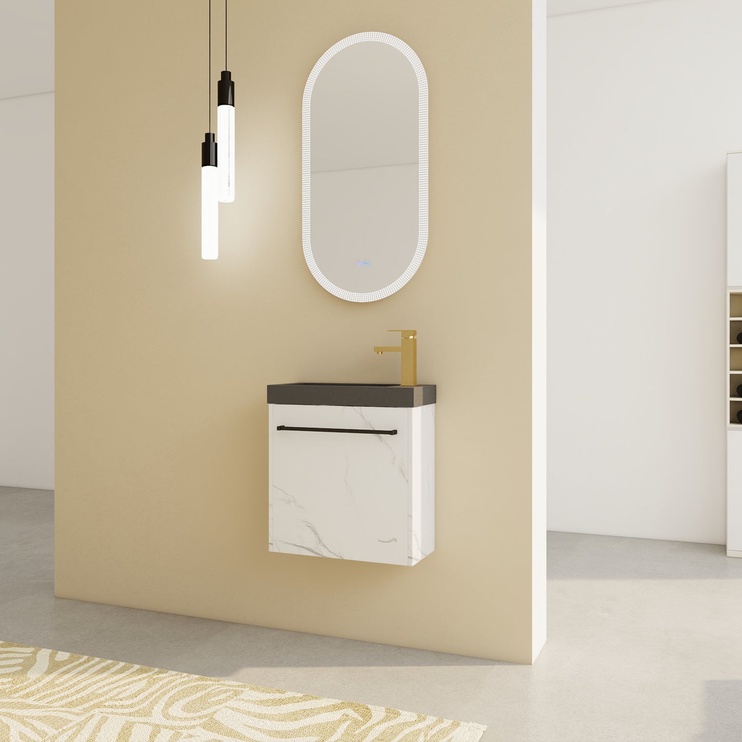 20'' Floating Wall-Mounted Bathroom Vanity with Resin Sink & Soft-Close Cabinet Door