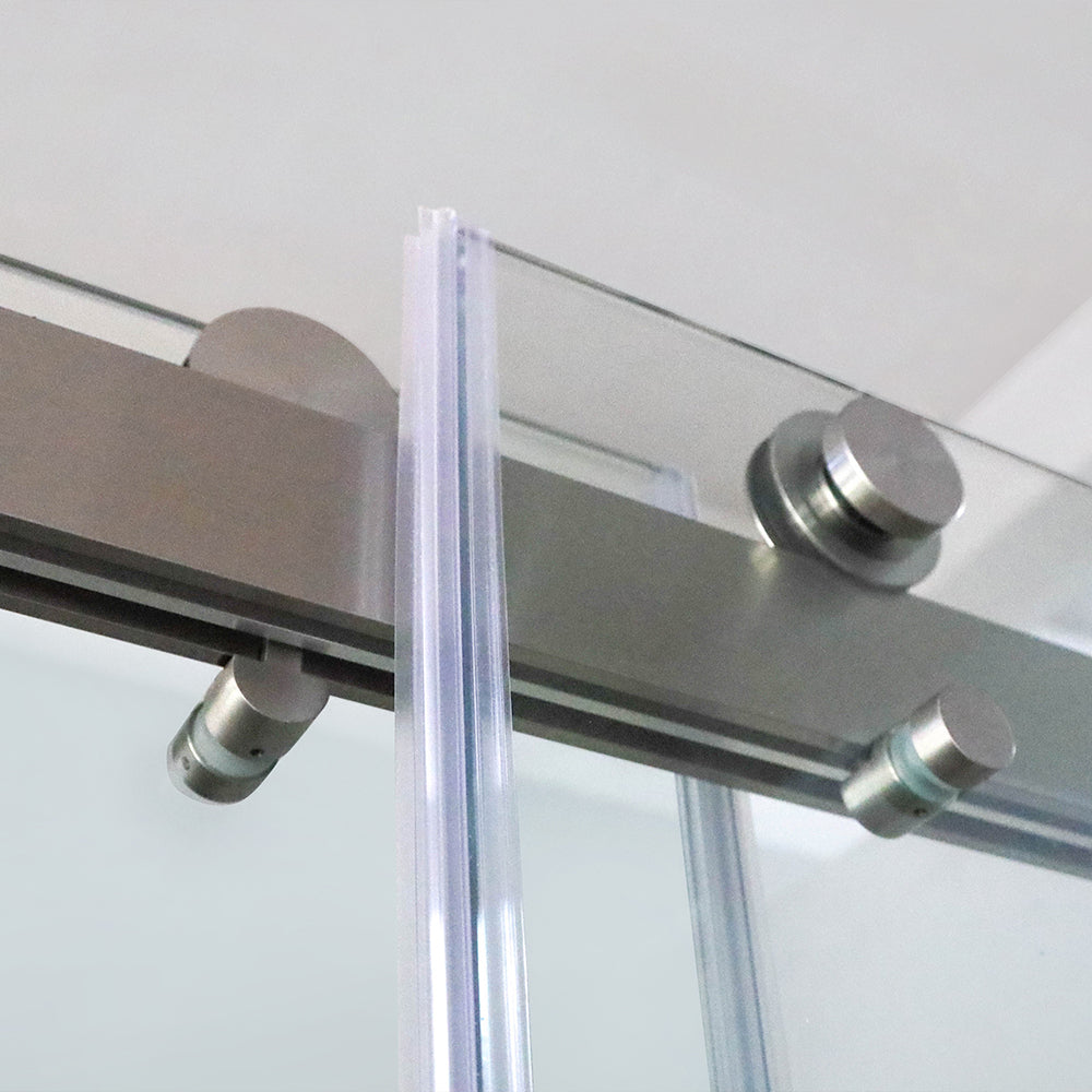 Frameless Sliding Glass Shower Doors 60" Width x 76"Height with 3/8"(10mm) Clear Tempered Glass, Brushed Nickel