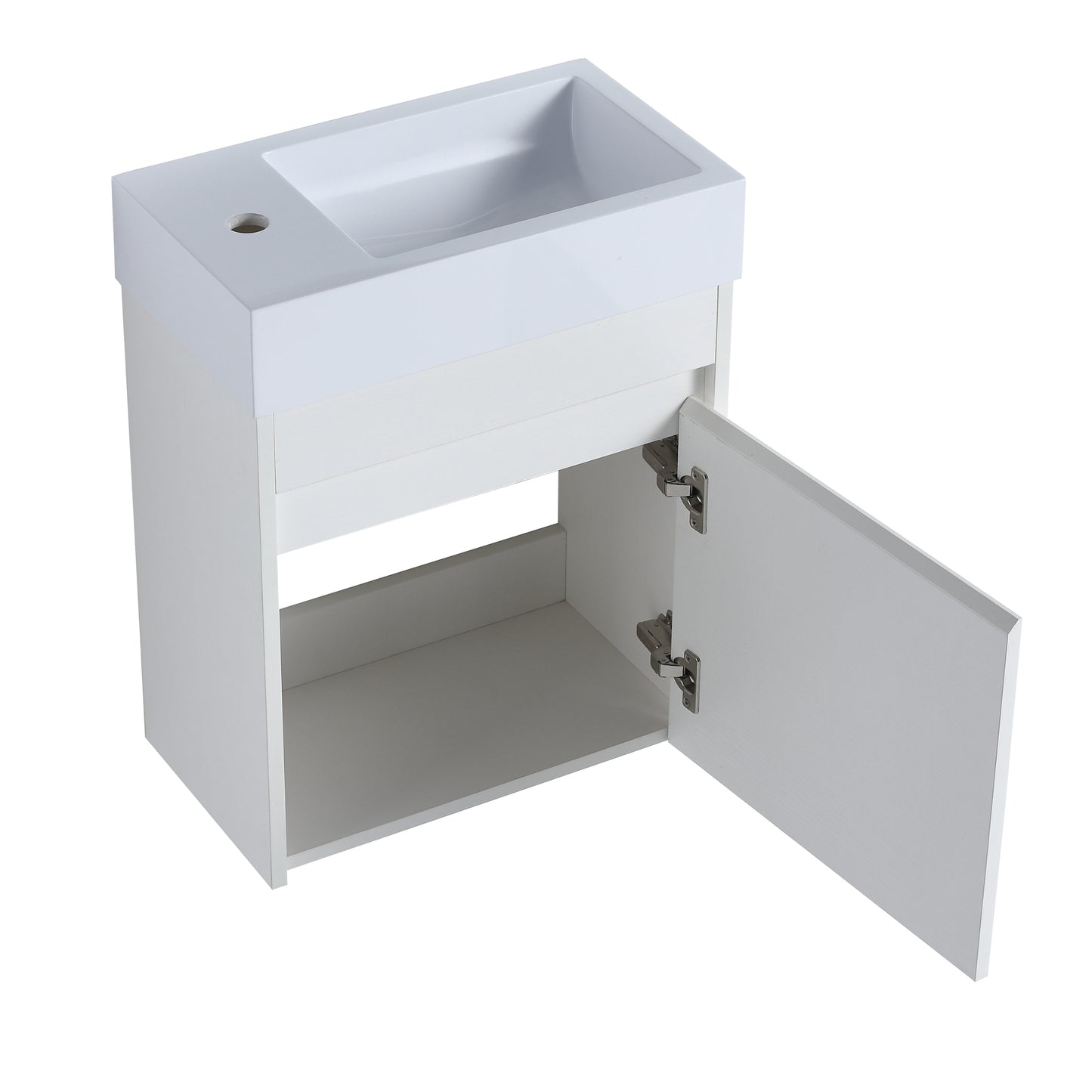 18'' Floating Wall-Mounted Bathroom Vanity with White Resin Sink & Soft-Close Cabinet Door