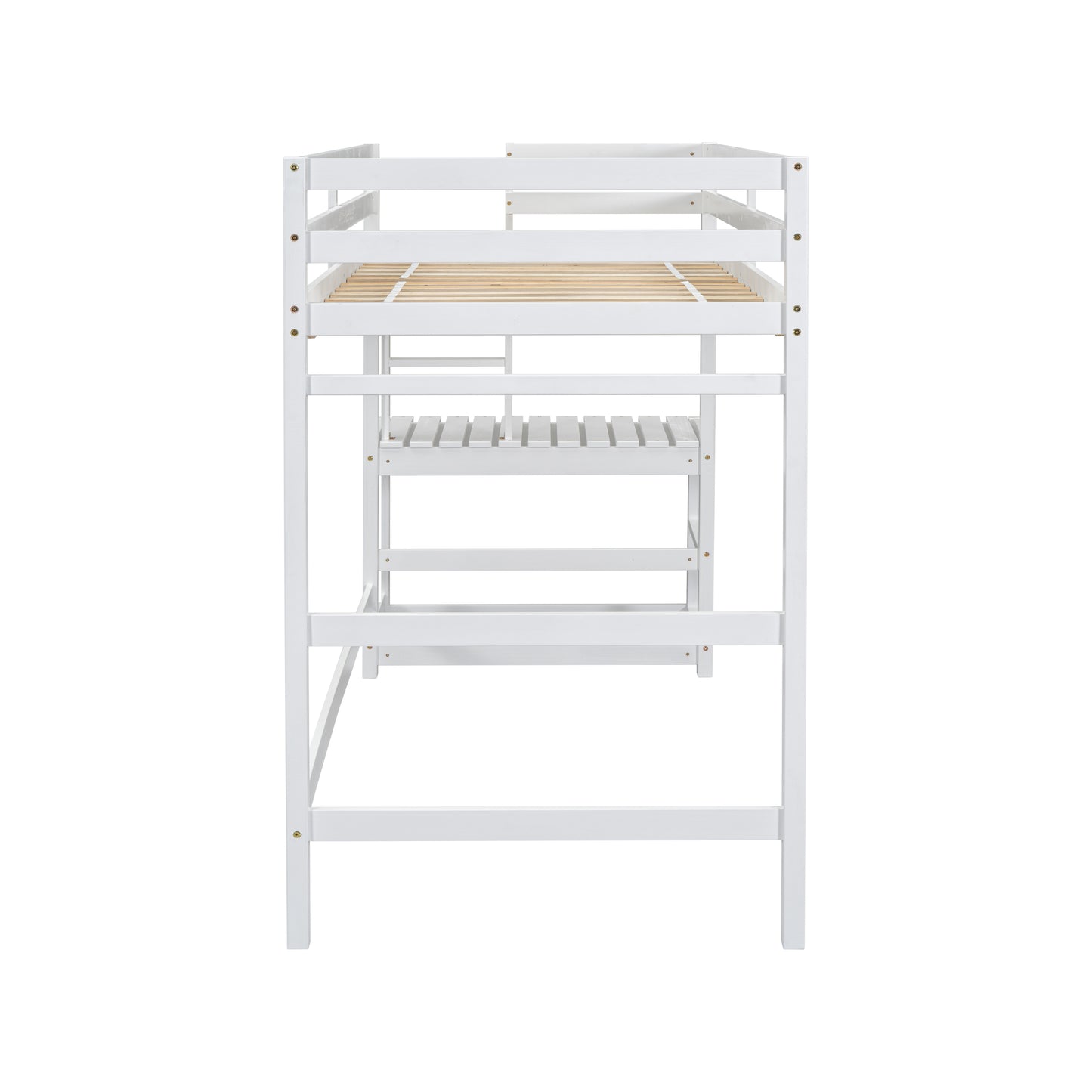 Twin High Loft Bed with Ladder landing Platform, Ladders, Guardrails,White