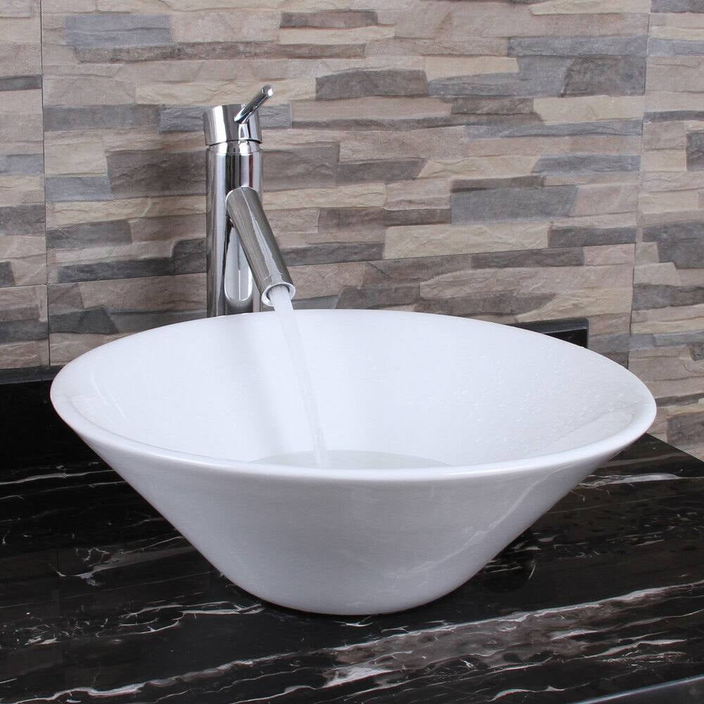 Ceramic Round Above Counter White Bathroom Sink Art Basin(BAB217MOWH)