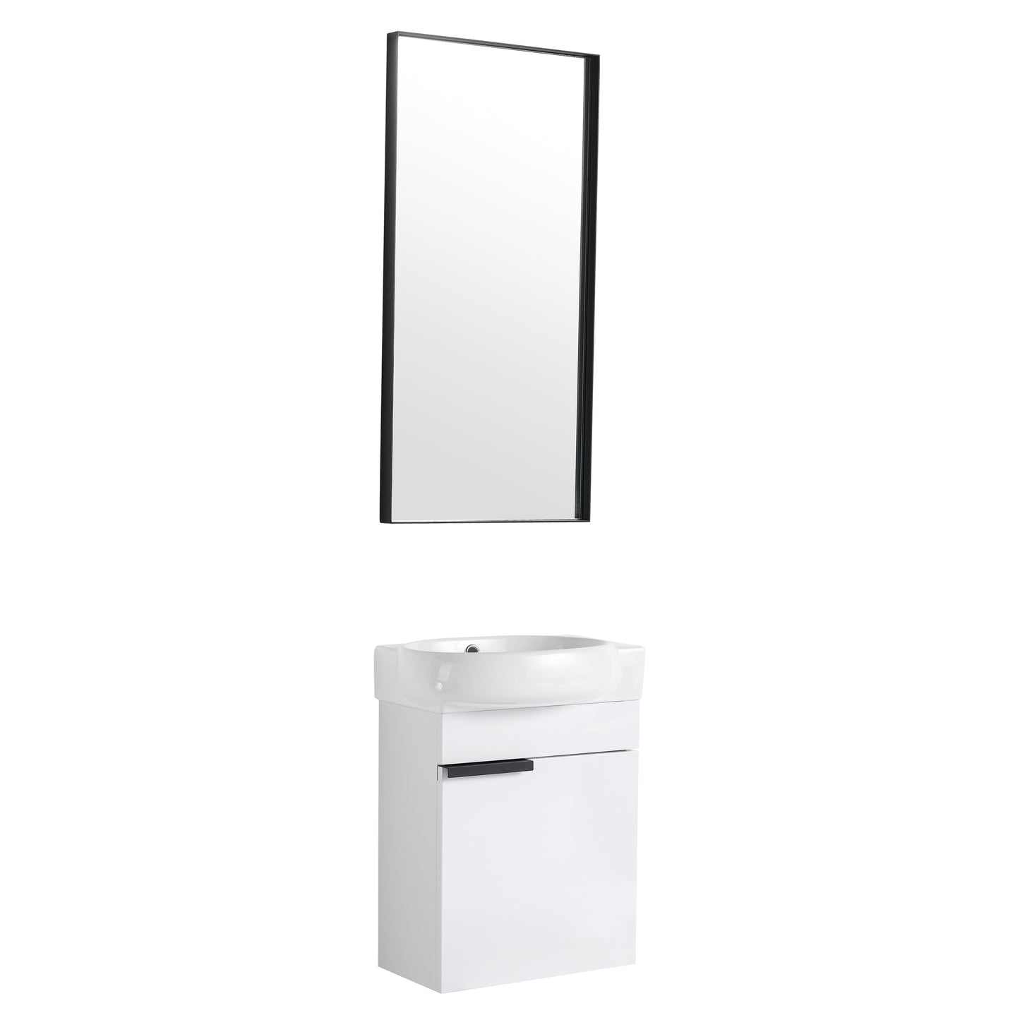 Soft Close Doors Bathroom Vanity With Sink,16 Inch  For Small Bathroom