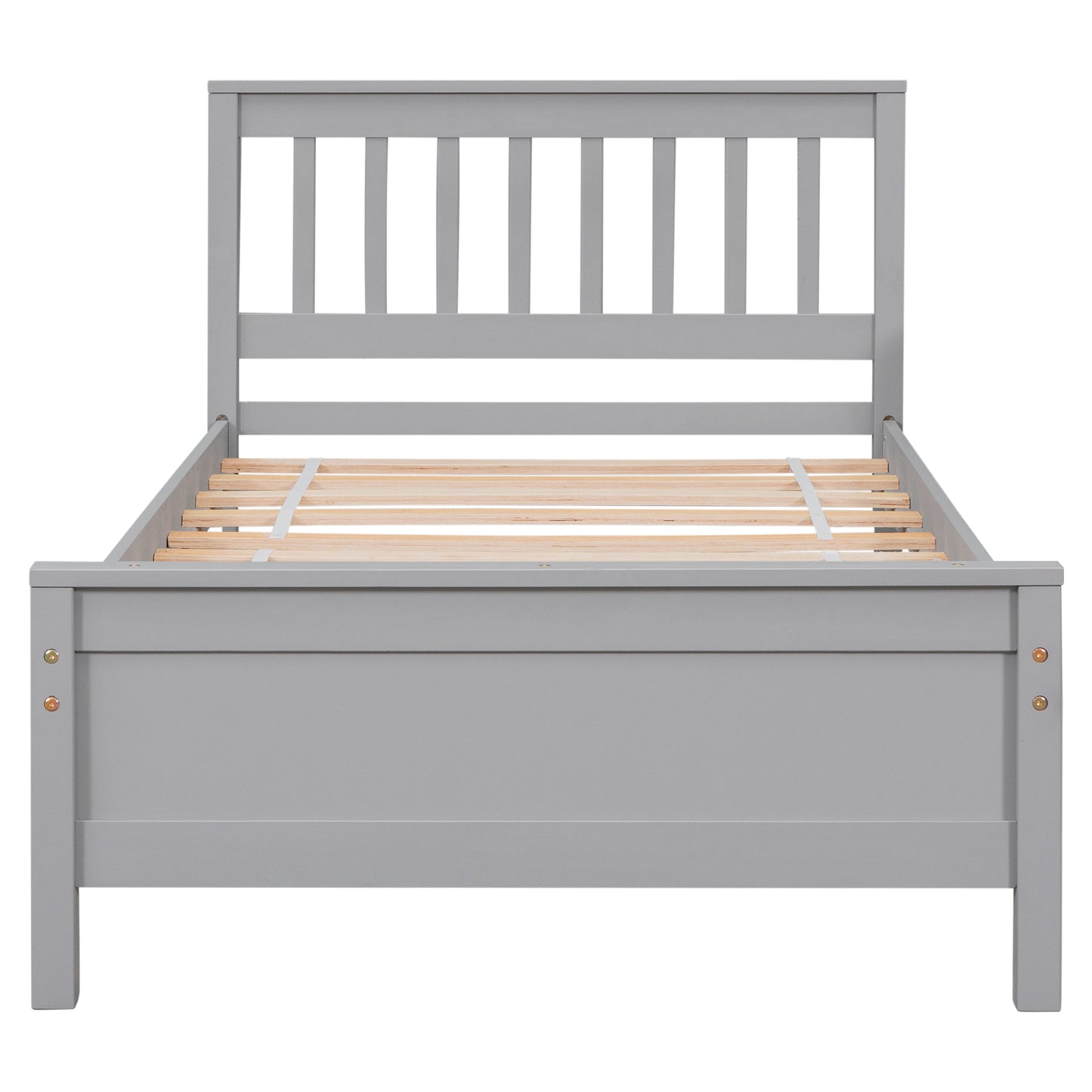 Twin Bed with Headboard and Footboard for Kids, Teens, Adults,with a Nightstand,Grey