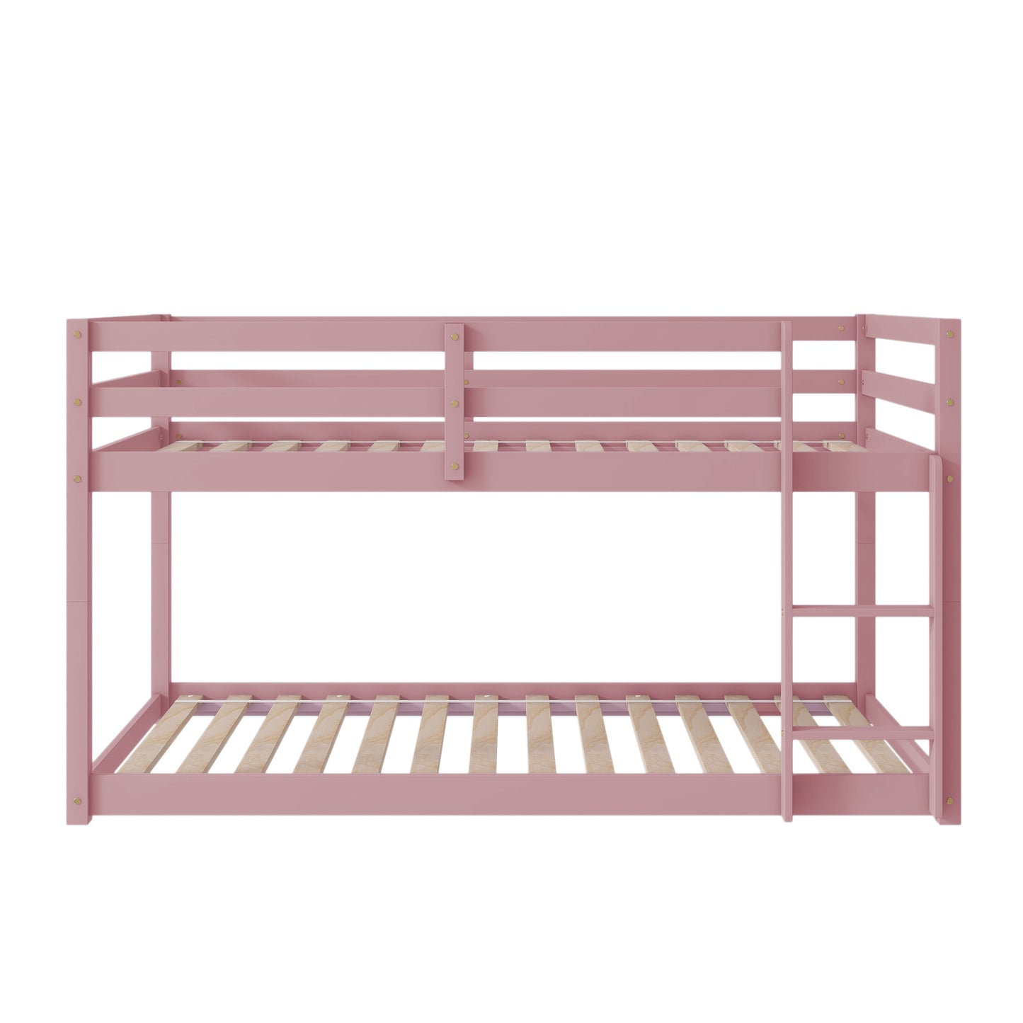 Twin over Twin Floor Bunk Bed,Pink