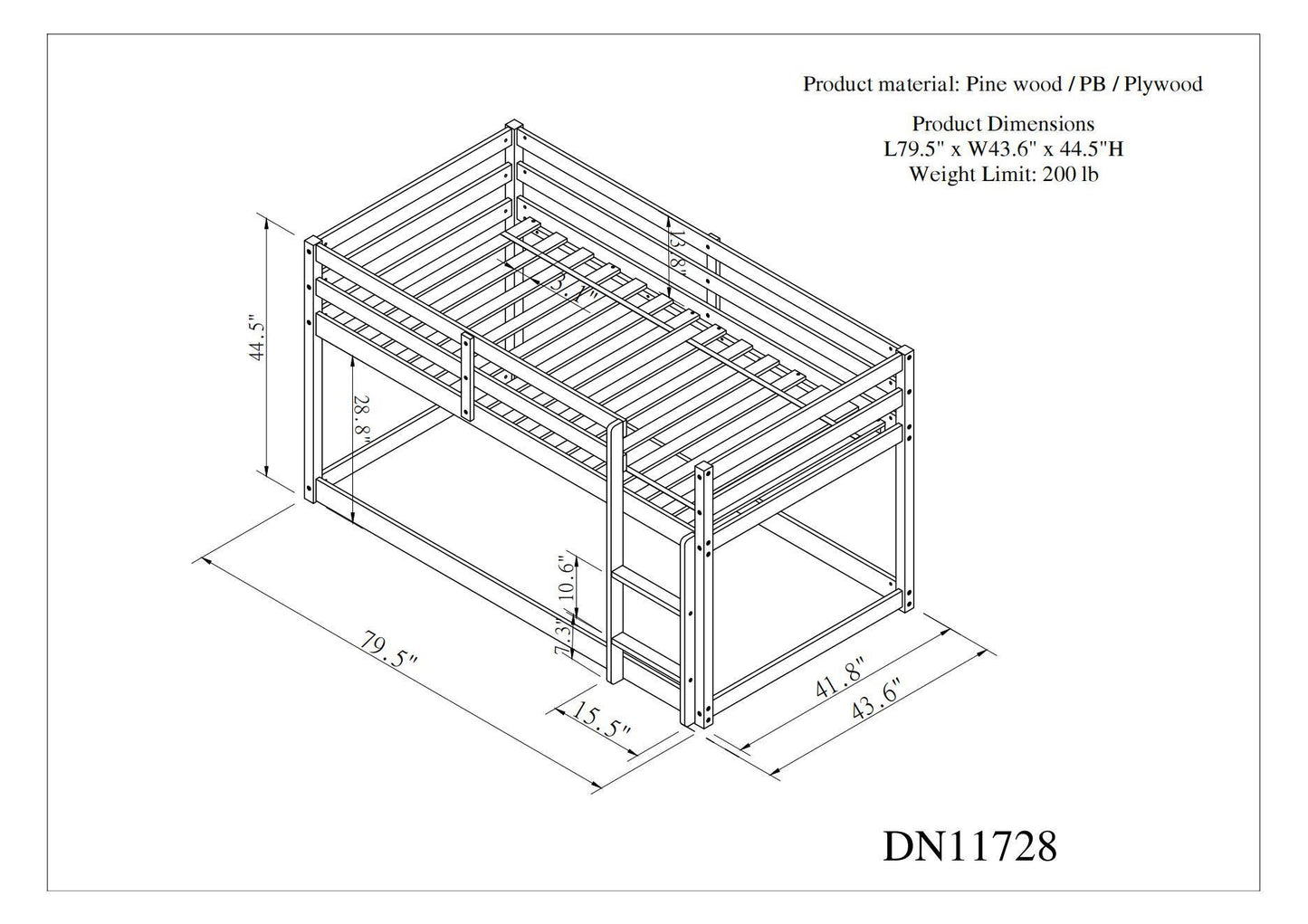 Loft Twin Bed , White(New SKU:W504P179438)