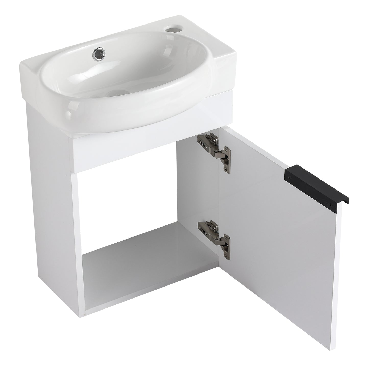 Soft Close Doors Bathroom Vanity With Sink,16 Inch  For Small Bathroom