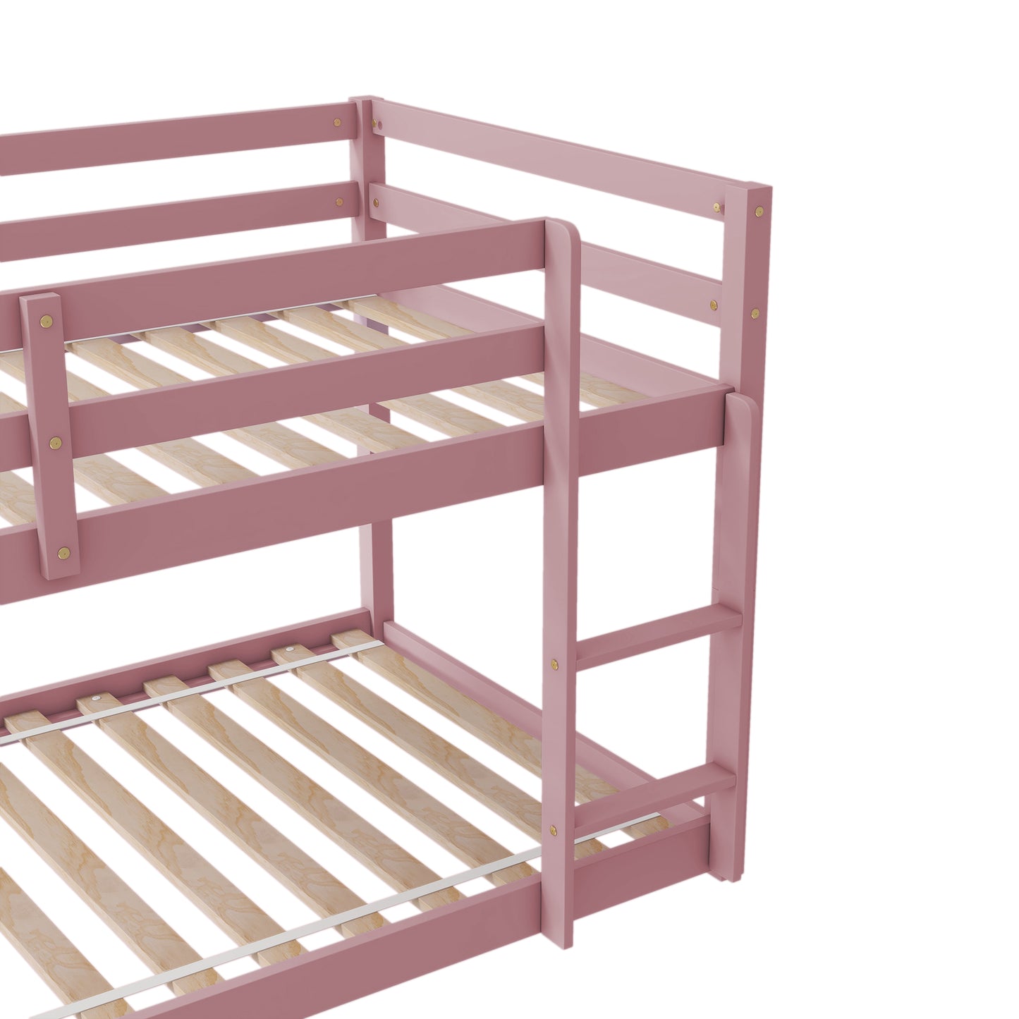 Twin over Twin Floor Bunk Bed,Pink