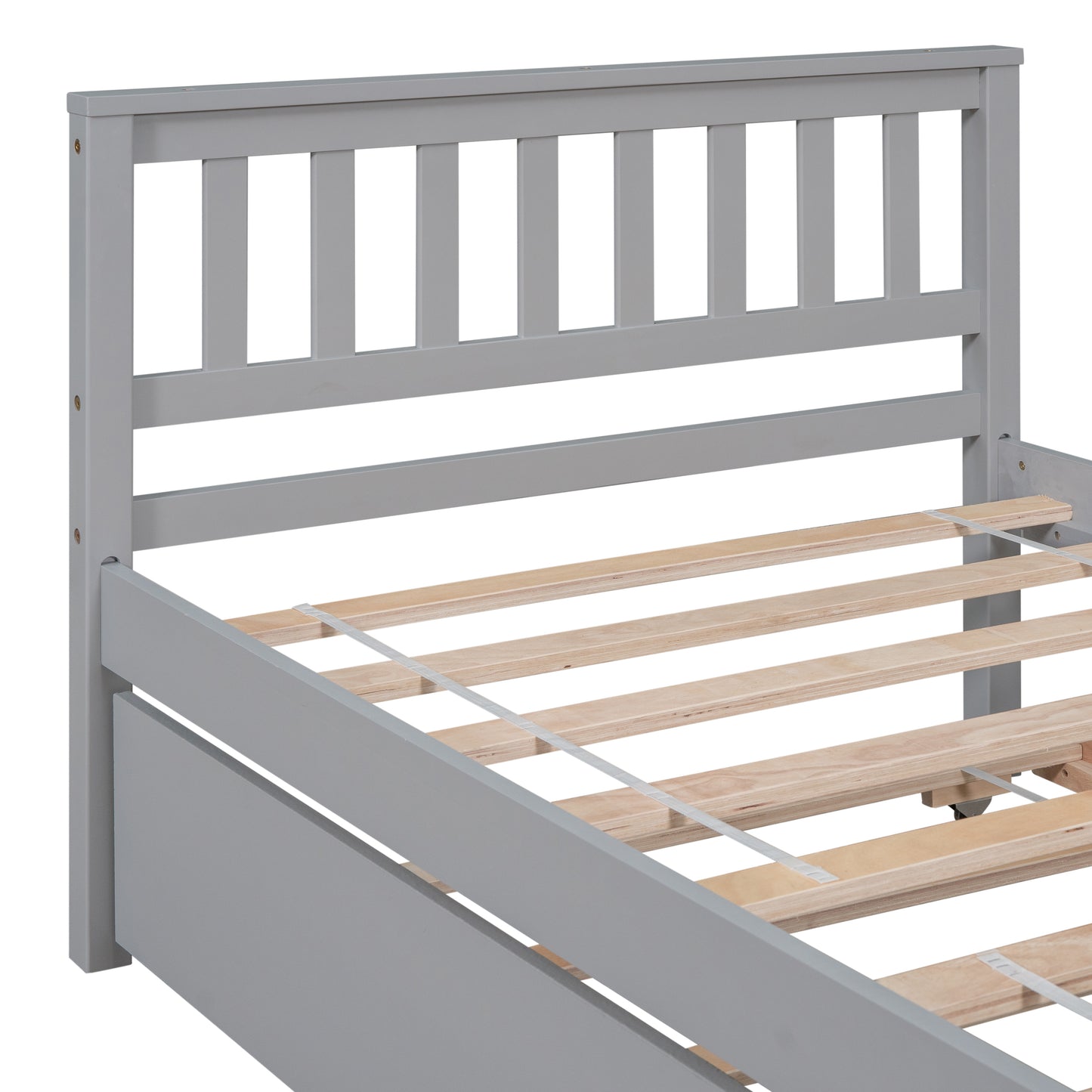 Twin Bed with Trundle, Platform Bed Frame with Headboard and Footboard, for Bedroom Small Living Space,No Box Spring Needed,Grey(Old SKU:W50422210)