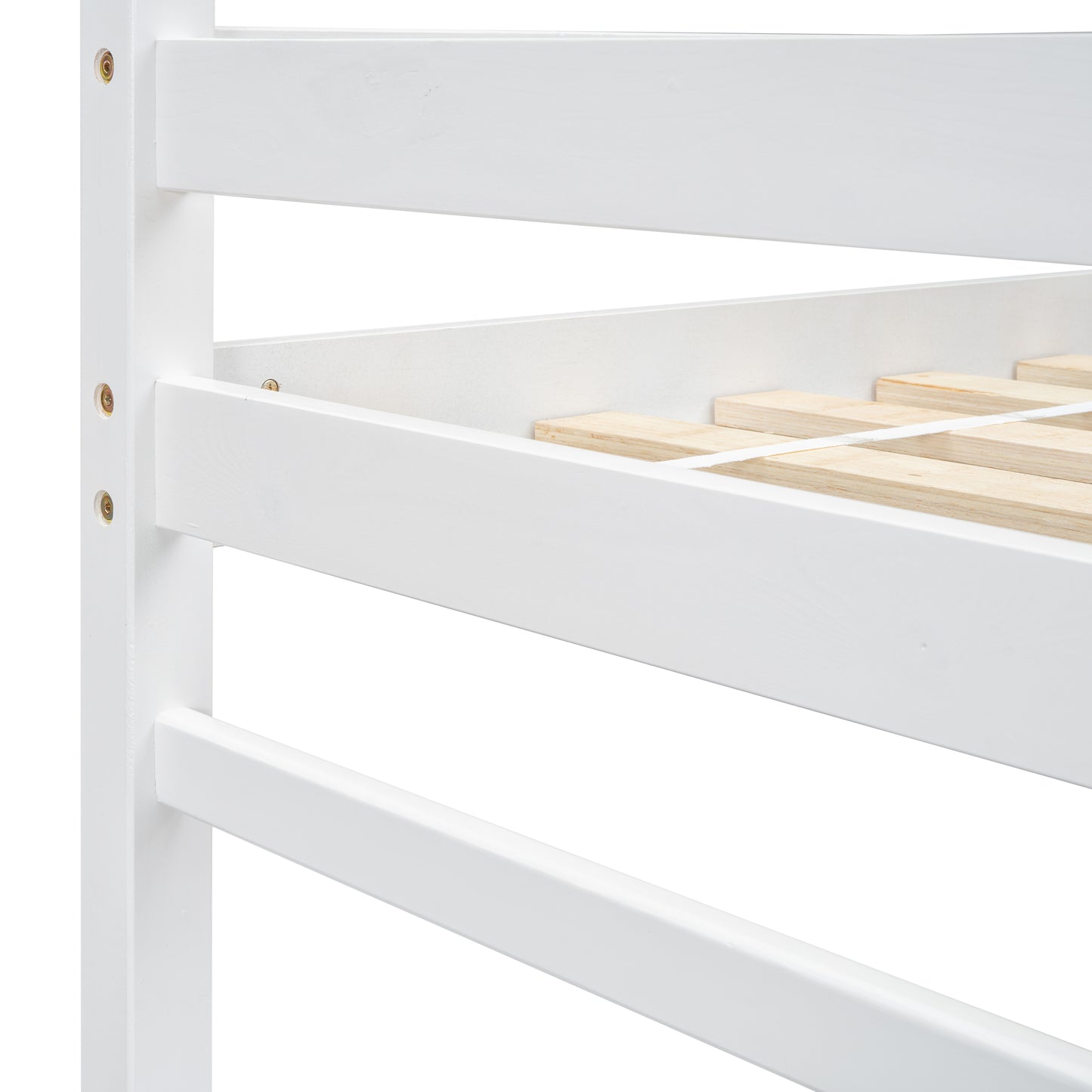 Twin High Loft Bed with Ladder landing Platform, Ladders, Guardrails,White