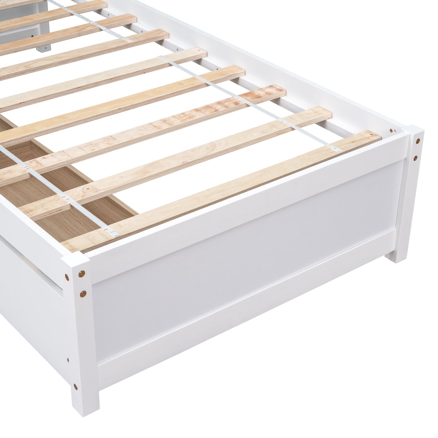 Twin Bed with 2 Drawers, Solid Wood, No Box Spring Needed ,(Old SKU:W50422209)