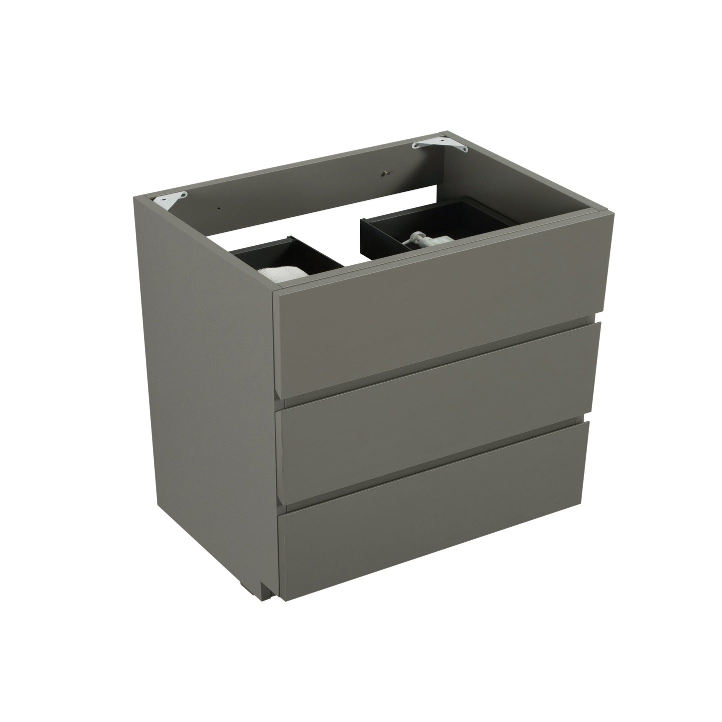 Alice-36F-102,Floor cabinet WITHOUT basin, Gray color, With three drawers, Pre-assembled